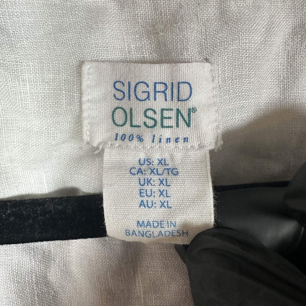 Sigrid Olsen 100% Irish Linen Shirt Top Womens Size XL White Beachy Coastal - Picture 2 of 8